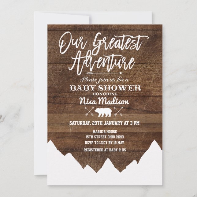 Rustique Notre plus grande carte Baby shower avent (Devant)