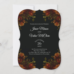 Rustique Orange Noir Élégant Mariage Invitation