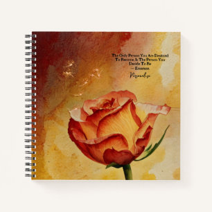 Rustique Orange Rose Flower Emerson Quote Journal