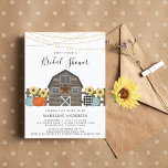 Rustique Pays Automne Bridal Showboat Invitation<br><div class="desc">Rustic Country Bridal Shower Invitation - Country chic invitation comprend une grange rustique entourée de citrouilles et de tournesols fraîchement récoltés, avec des lampes à cordes brillantes suspendues au-dessus. Notre modèle de haute qualité rend si simple la personnalisation de votre invitation unique. Si vous souhaitez modifier les polices ou les...</div>