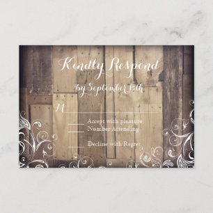 Rustique Pays Bois Flourish Mariage Cartes RSVP