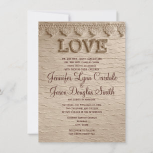 Rustique Pays Dentelle AMOUR Mariage Invitations