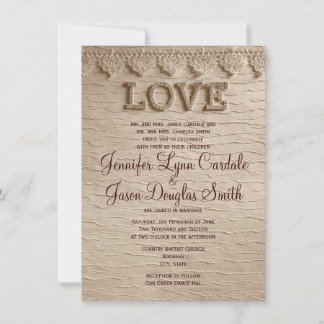 Rustique Pays Dentelle AMOUR Mariage Invitations