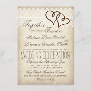 Rustique Pays Double Coeur Invitations de mariage