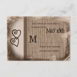 Rustique Pays Double Coeurs Mariage Cartes RSVP