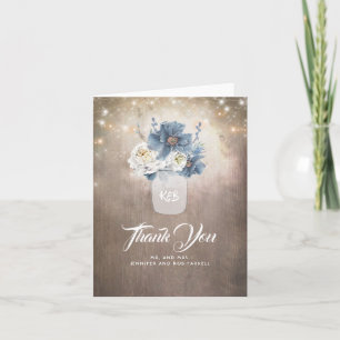 Rustique Pays Dusty Blue Floral Mariage Merci