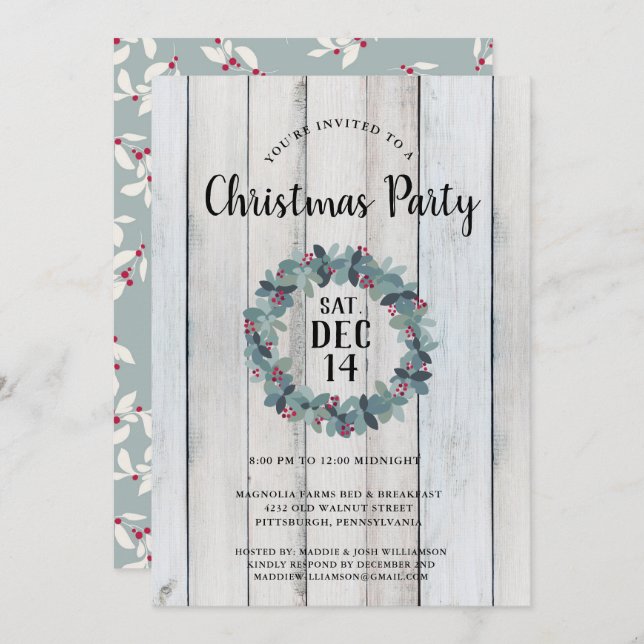 Rustique Pays Noël Fête Invitation (Devant / Derrière)