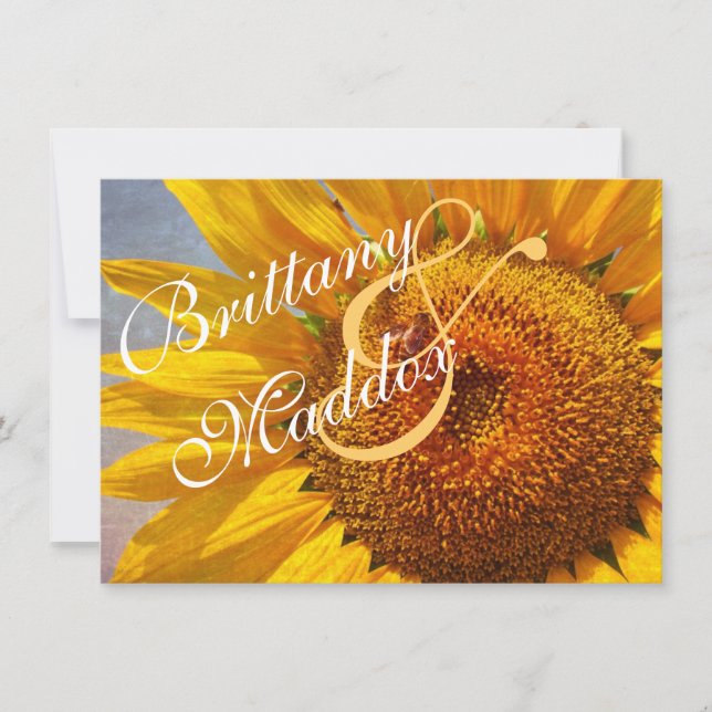 Rustique Pays Tournesol Invitations de mariage (Devant)
