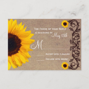 Rustique Pays Tournesol Vins Mariage Cartes RSVP