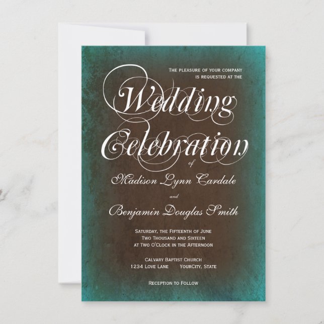 Rustique Pays Turquoise Brown Mariage Invitations (Devant)