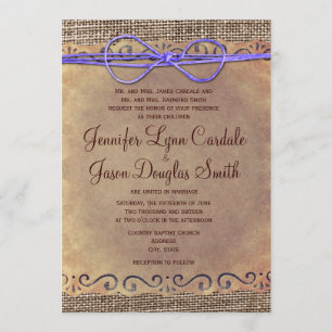 Rustique Pays Vintage Mariage Invitations pourpre