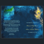 Rustique Peacock Blue Bi Plier Programmes de maria<br><div class="desc">Plumes de paon doré Sassy silhouettes de plumes dans les tons bleu arrière - plan texturé unique bleu paon illustré sur les programmes de cérémonie de mariage personnalisés. Customisez les programmes pliés avec votre propre libellé pour un MARIAGE PEACOCK THEME | PALETTE BLEU & OR COULEUR MARIAGE ou MARIAGE RUSTIQUE...</div>