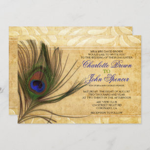 Rustique Peacock Plumes invitations de mariage
