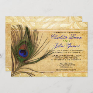 Rustique Peacock Plumes invitations de mariage