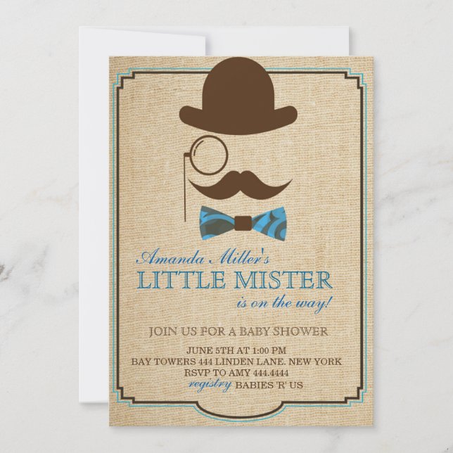 Rustique Petite Mister Baby shower Invitations de  (Devant)