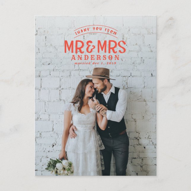 Rustique photo merci faire-part mariage (Devant)