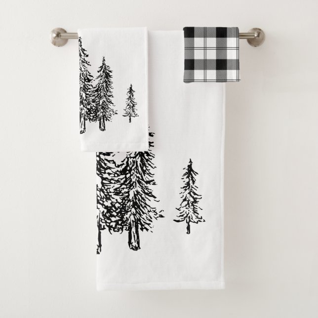 Rustique plaid de buffle noir et blanc de forêt te (En situation)