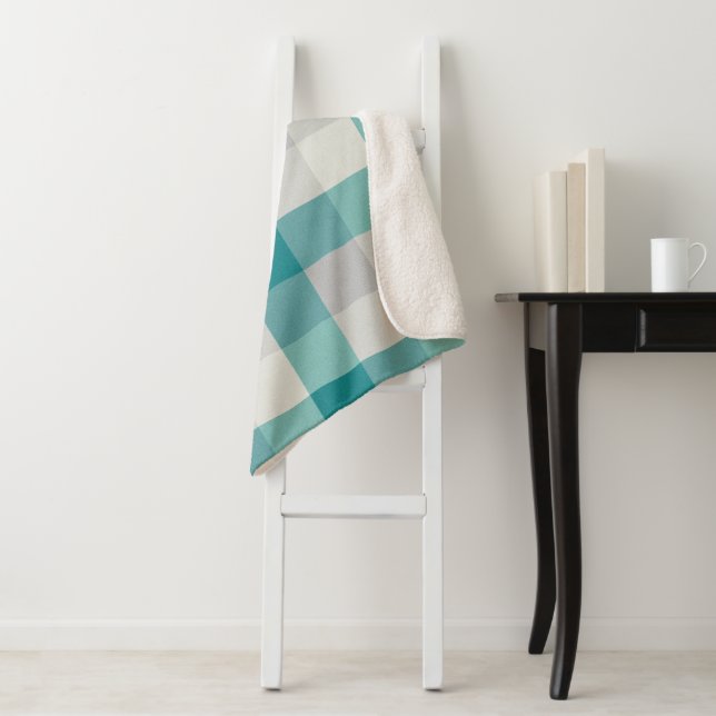 Rustique Plaid Turquoise gris beige (En situation)