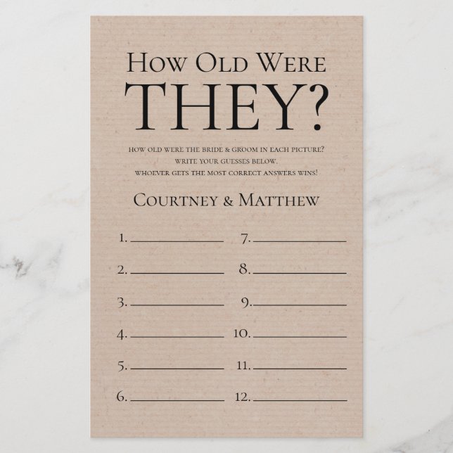 Rustique Quel Âge Ont-Ils Été Fête des mariées Jeu (Devant)