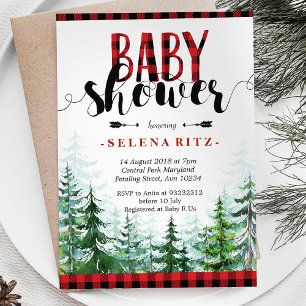 Rustique Red Plaid Boy Baby shower Invitation