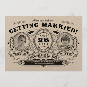 Rustique Retro Enfants Photo Mariage Invitations K