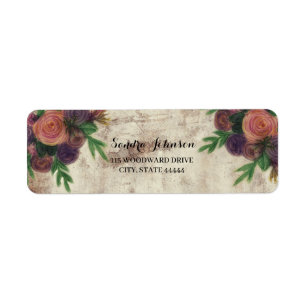 Rustique Rose aquarelle & Étiquette Mariage Mason