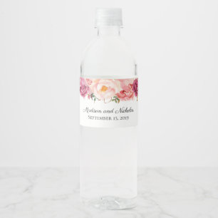Rustique rose Mariage bouteille d'eau Étiquettes
