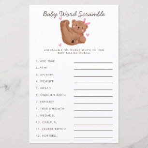 Rustique rose ours Bébé Mot Scramble Jeu