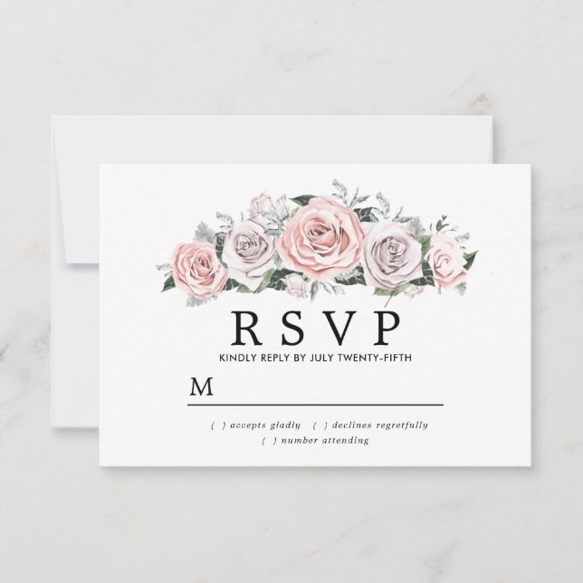 Rustique rose violet Rose mariage floral RSVP (Devant)