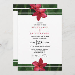 Rustique Rouge Frangipani Plumeria Invitations de 