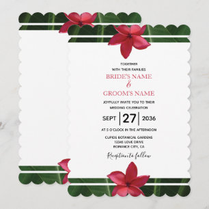Rustique Rouge Frangipani Plumeria Invitations de 