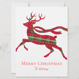Rustique Rouge Vert Plaid Reindeer Carte photo de 