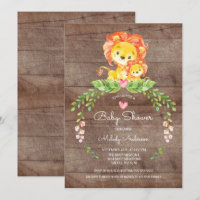 Rustique Safari Jungle Lion Baby shower Invitation