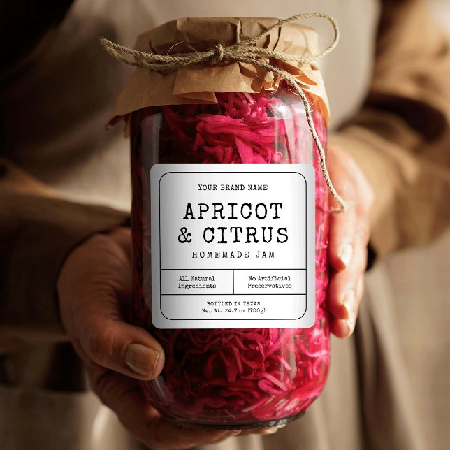 Rustique Simple Maison Conserve Jam Jar Étiquette (Rustic minimalist square product labels suitable for large preserve & pickle jars)