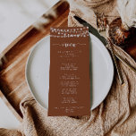 Rustique String Lights Terracotta Dîner Menu<br><div class="desc">Cette carte à cordes rustiques illumine le menu du dîner en terre cuite est parfaite pour un mariage classique. Le design comprend de belles lampes à cordes peintes à la main dans un arrière - plan en terre cuite. Ce menu peut être utilisé pour une réception de mariage, un dîner...</div>