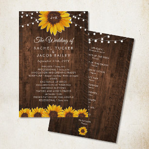 Rustique Sunflower String programme de mariage