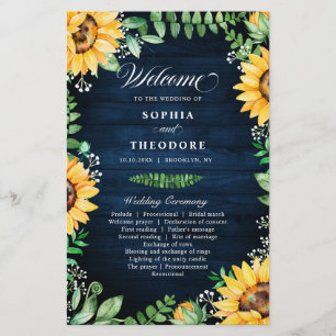Rustique Sunflowers Baby's Breath Navy Programme b