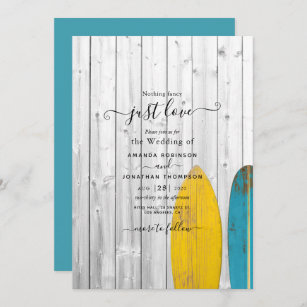 Rustique Surfer Turquoise et Lemon Invitation