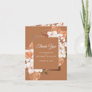 Rustique Terracotta Boho Pampas Carte de remerciem