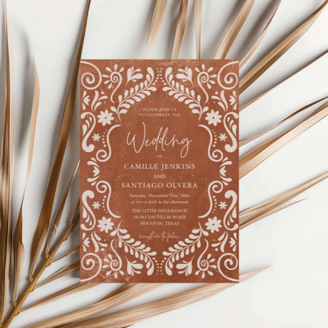 Rustique Terracotta Faire-part de mariage mexicain (Rustic Terracotta Mexican Theme Wedding Invitation)