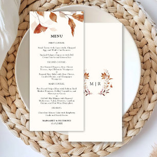 Rustique Terracotta Feuille Menu Mariage de automn