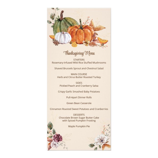 Rustique Thanksgiving Friendsgiving Menu Automne (Devant)