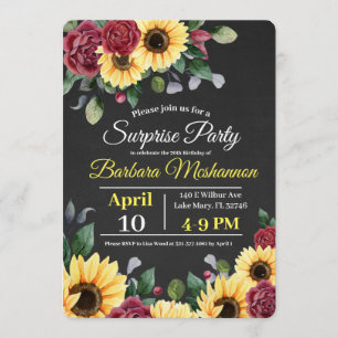 Rustique Tournesol Floral Invitation fête d'annive