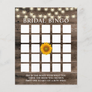 Rustique Tournesol Grange Bois Bride Bingo Cartes