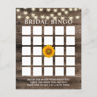 Rustique Tournesol Grange Bois Bride Bingo Cartes 