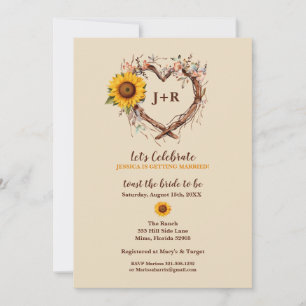 Rustique Tournesol Pays Bridal Douche Invitation