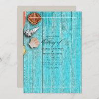 Rustique Turquoise Summer Beach Mariage Invitation