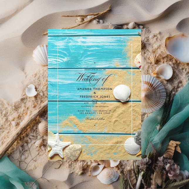 Rustique Turquoise Summer Beach Mariage Invitation (Créateur téléchargé)