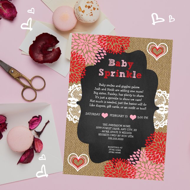 Rustique Valentine bébé saupoudrer invitations (Créateur téléchargé)