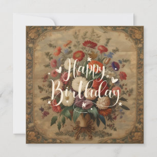 Rustique Victorian Floral Bonne carte d'anniversai